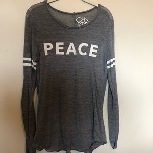 Long Sleeve PEACE T-shirt Size LARGE